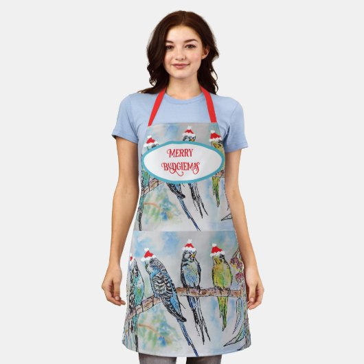 Santa Budgies Budgie bird Kerstmis Apron Schort (Gedragen)