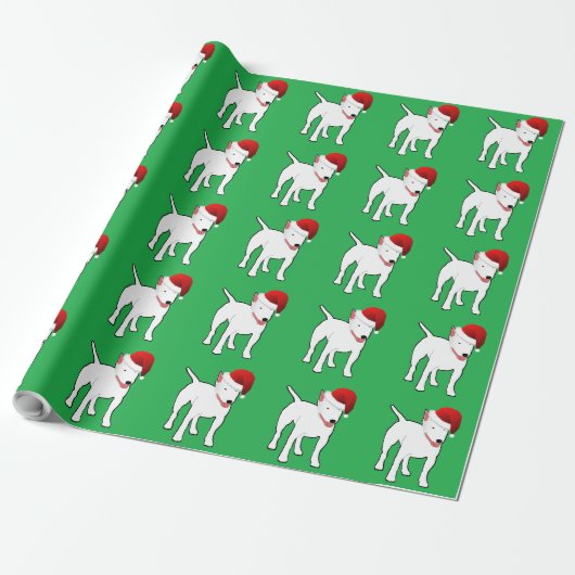 Santa Bull Terrier Cadeaupapier (Uitgerold)