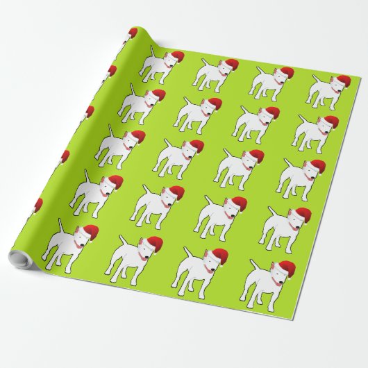 Santa Bull Terrier Cadeaupapier (Uitgerold)
