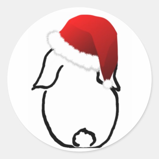 Santa Bunny Ronde Sticker (Voorkant)