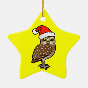 Santa Burrowing Owl Keramisch Ornament