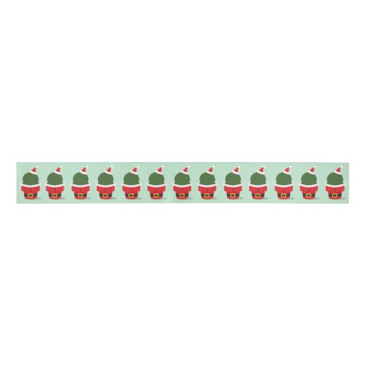 Santa Cactus Holiday Kerstmis Grosgrain Lint (Voorkant)