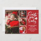 Santa Came Early Birth Photo Collage Aankondiging (Voorkant)