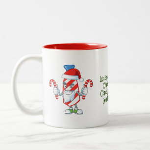 Santa Candy Cane gepersonaliseerd Tweekleurige Koffiemok