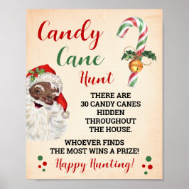 Santa Candy Cane Hunt Kerstspel Teken Poster