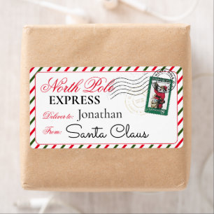 Santa Candy Cane Noordpool Gepersonaliseerde Kerst Etiket