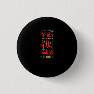 santa cant overleeft ook melk en koekjes ronde button 3,2 cm