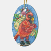 SANTA CARDINAL, CHRISTMAS RED BIRD ORNAMENT Oval (Links)