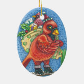 SANTA CARDINAL, CHRISTMAS RED BIRD ORNAMENT Oval (Achterkant)