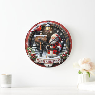 Santa Cardinal's Winter Welkom Vintage Kerstmis Grote Klok