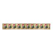 Santa Cartoon Boston Terrier Grosgrain Lint (Voorkant)