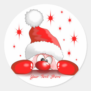 Santa Cartoon Cute Peking Character © BluedarkArt Ronde Sticker