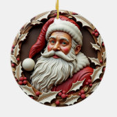 Santa Carved Look Keramisch Ornament (Achterkant)