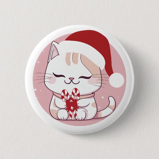 Santa Cat #2 Ronde Button 5,7 Cm (Voorkant)