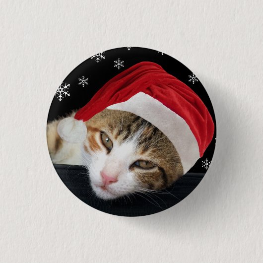 Santa Cat-Button/badge Ronde Button 3,2 Cm (Voorkant)