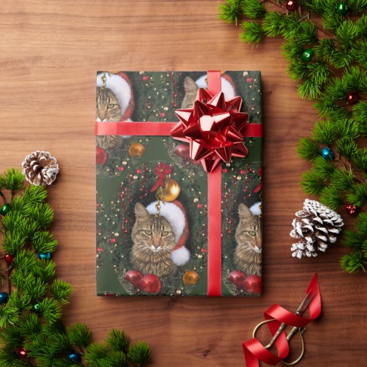 Santa Cat Cadeaupapier (Feestdagen Geschenken)