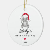 Santa Cat First kerstpas Keramisch Ornament (Links)