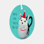 Santa Cat Funny Gepersonaliseerd Metalen Ornament (Voorkant links)