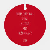 Santa Cat Funny Gepersonaliseerd Metalen Ornament (Achterkant)