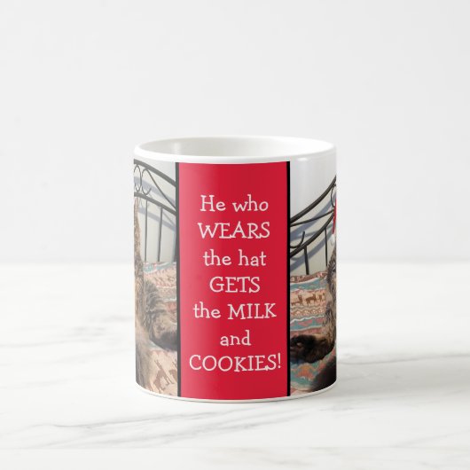 Santa Cat Gets Milk en Cookies kerstMok Koffiemok (Center)