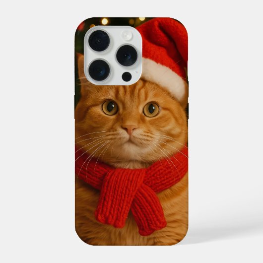 Santa Cat iPhone 15 Pro Case (Verso)
