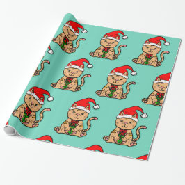 Santa Cat Kerst Wrapping Papier