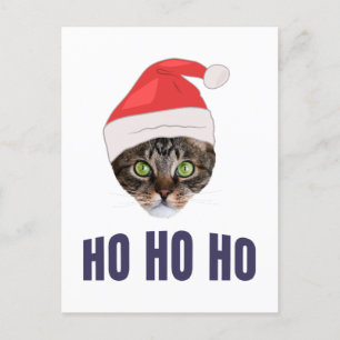 Santa Cat met kersthoed, Ho Ho Ho Uitnodiging