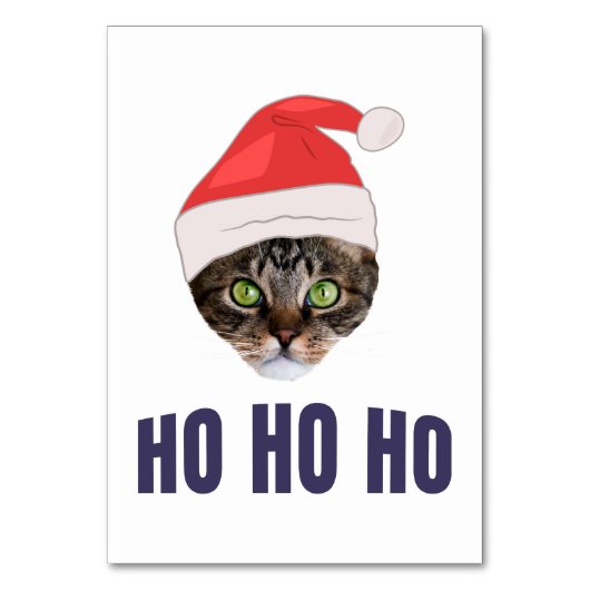 Santa Cat met kersthoed, Ho Ho Hoho Invitation Squ Kaart (Voorkant)