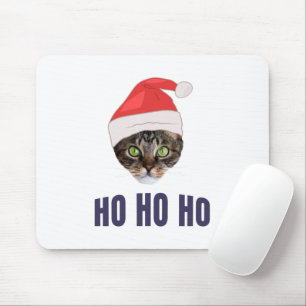 Santa Cat met kersthoed, Ho Ho Hoho Invitation Squ Muismat