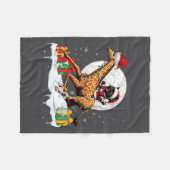 Santa Cat Riding Giraffe Kerstman Eigenaar Kinder  Fleece Deken (Voorkant (Horizontaal))