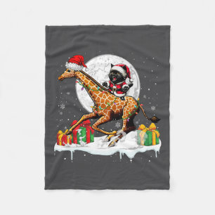 Santa Cat Riding Giraffe Kerstman Eigenaar Kinder Fleece Deken