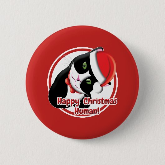 Santa Cat Ronde Button 5,7 Cm (Voorkant)