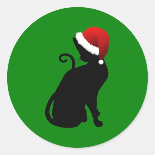 Santa Cat Ronde Sticker (Voorkant)
