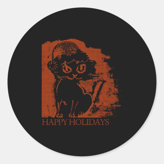 Santa Cat  Ronde Sticker (Voorkant)
