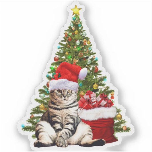 Santa Cat Sticker (Voorkant)
