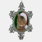 Santa Cat Tin Sneeuwvlok Ornament (Links)