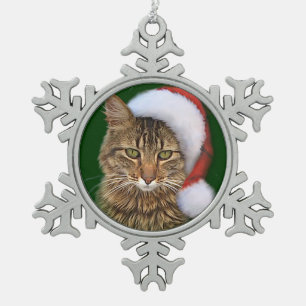 Santa Cat Tin Sneeuwvlok Ornament