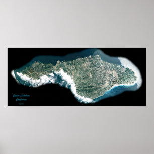 Santa Catalina, Californië-satellietfoto poster