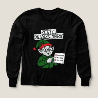 Santa Checking List Funny Comic Tee