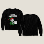 Santa Checking List Funny Comic Tee (Motif recto et verso)