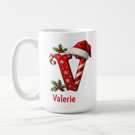 Santa chic Monogram initial V merry Christmas  Koffiemok