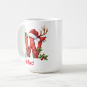 Santa chic Monogram initial W merry Christmas  Koffiemok (Voorkant links)