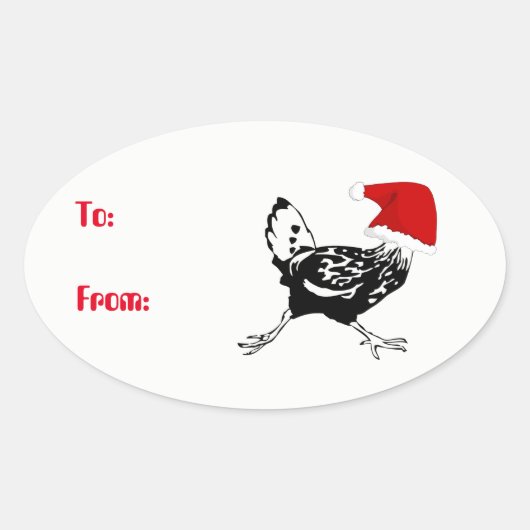 Santa Chicken Christmas Gift Tag Stickers (Voorkant)