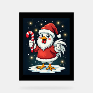 Santa Chicken Joy Acryl Bord