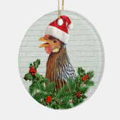 Santa Chicken Keramisch Ornament (Links)