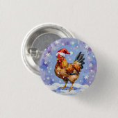 Santa Chicken Ronde Button 3,2 Cm (Voorkant /achterkant)
