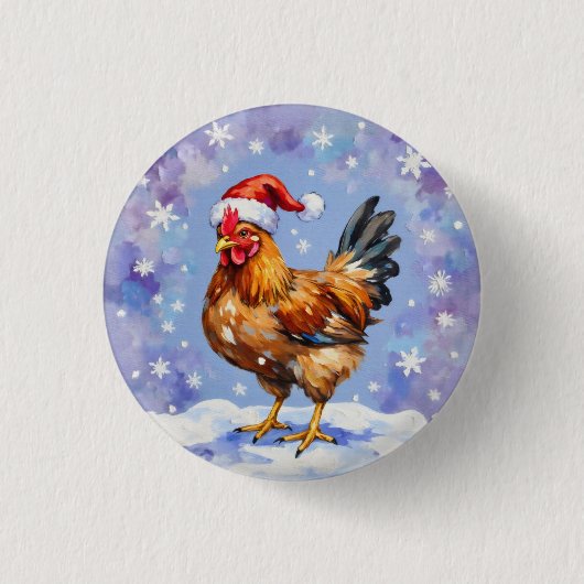 Santa Chicken Ronde Button 3,2 Cm (Voorkant)