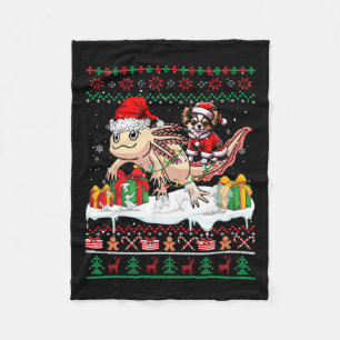 Santa Chihuahua Rijdende Axolotl Kersttrui L Fleece Deken