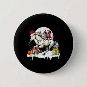 Santa Chihuahua Rijpaard Kerstman Eigenaar Kinder Ronde Button 5,7 Cm