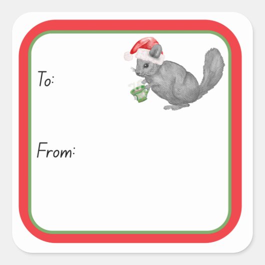Santa Chinchilla  Vierkante Sticker (Voorkant)